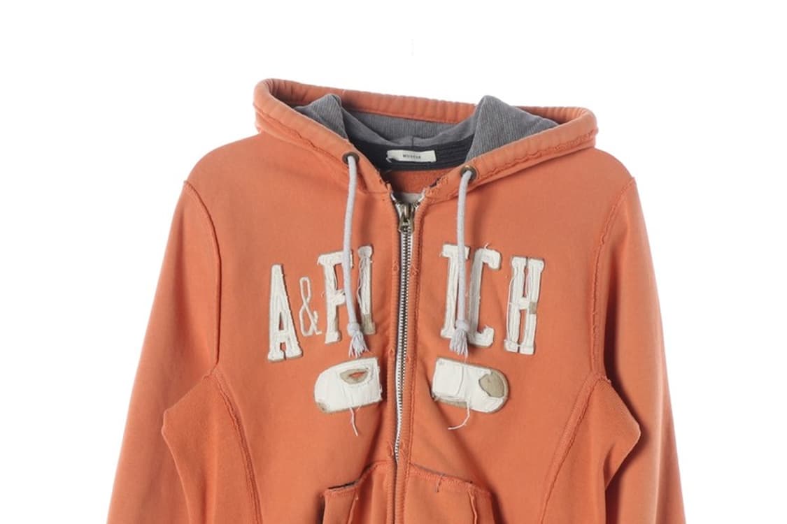아베크롬비앤피치 빈티지 아치로고 기모 후드집업 오렌지 M 상품이미지3