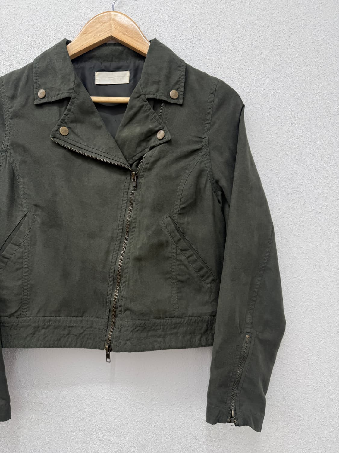 빈티지 카키 스웨이드 라이더 자켓 상품이미지2