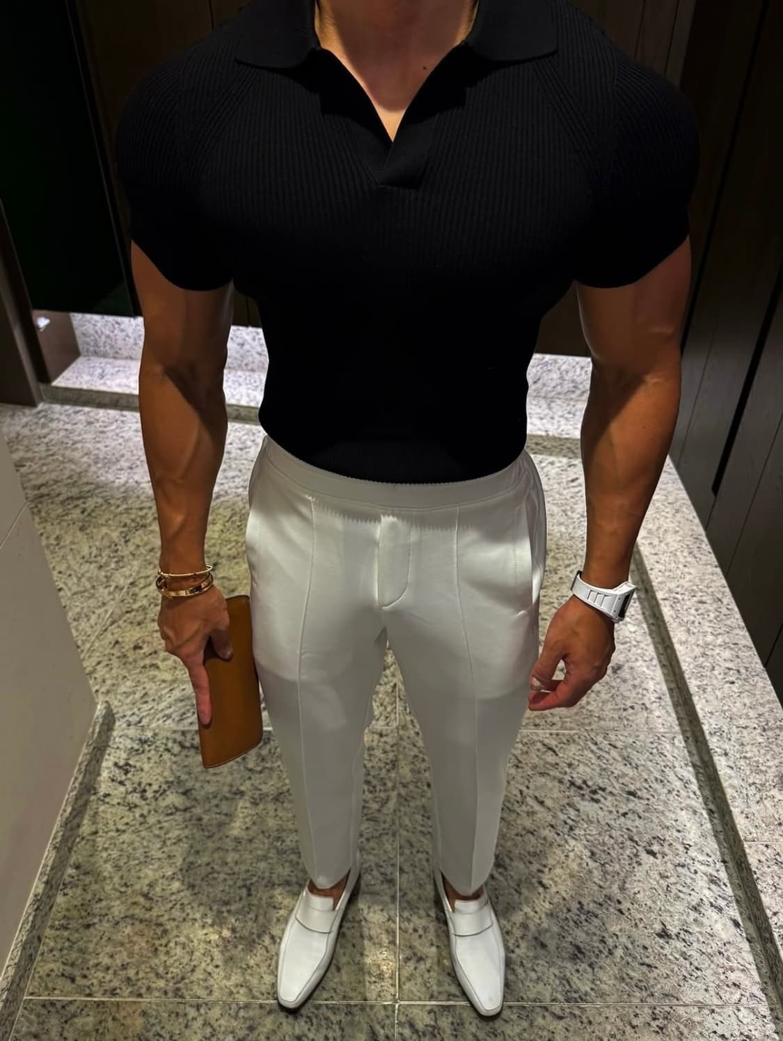 Raffinato Etoile 화이트 핀턱트레이닝팬츠 50사이즈,새틴밴딩 상품이미지1