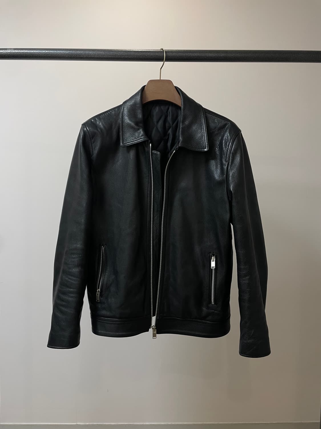 (XL) 싱글라이더 고트스킨 염소 가죽 레더 자켓 상품이미지1