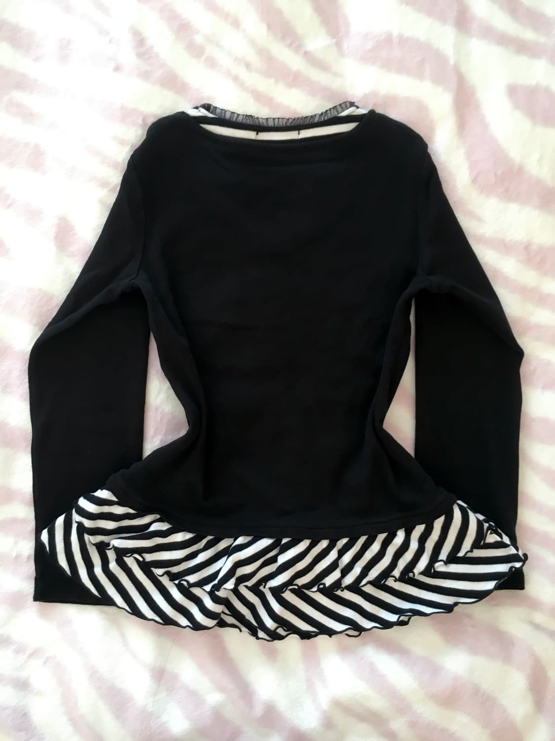 헤이세이 글리터 레터링 블랙블루 스트라이프 레이어드 탑 팝갸루 펑크 상품이미지6