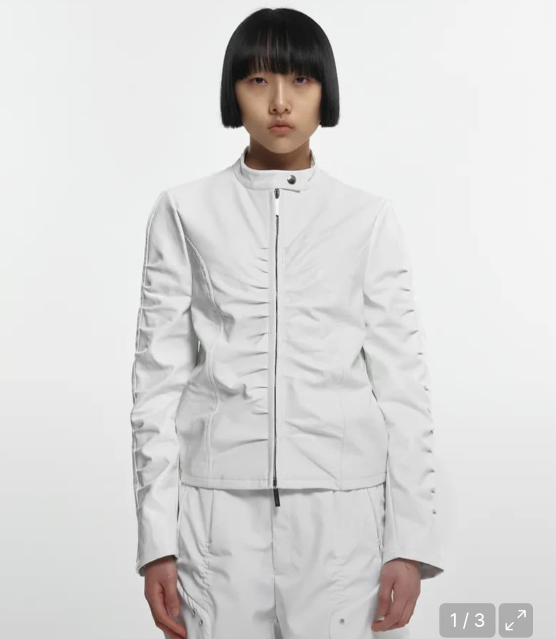 나체 쉬링 레더 자켓 아이보리 상품이미지1