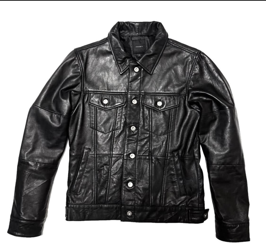 roshell 레더 패치워크 트러커 자켓 상품이미지1