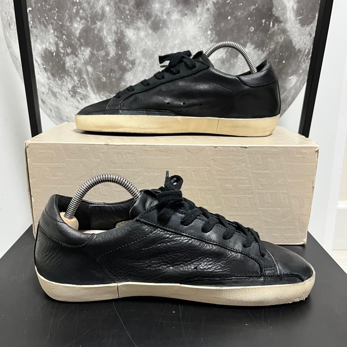  정품 38) 골든구스 블랙 레더 스니커즈 240~245 상품이미지2