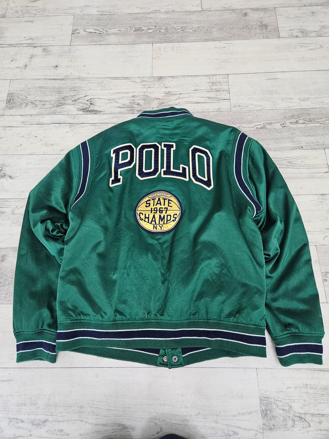 (xl)폴로 랄프로렌 레터맨 새틴 사틴 바시티 자켓 그린 상품이미지3