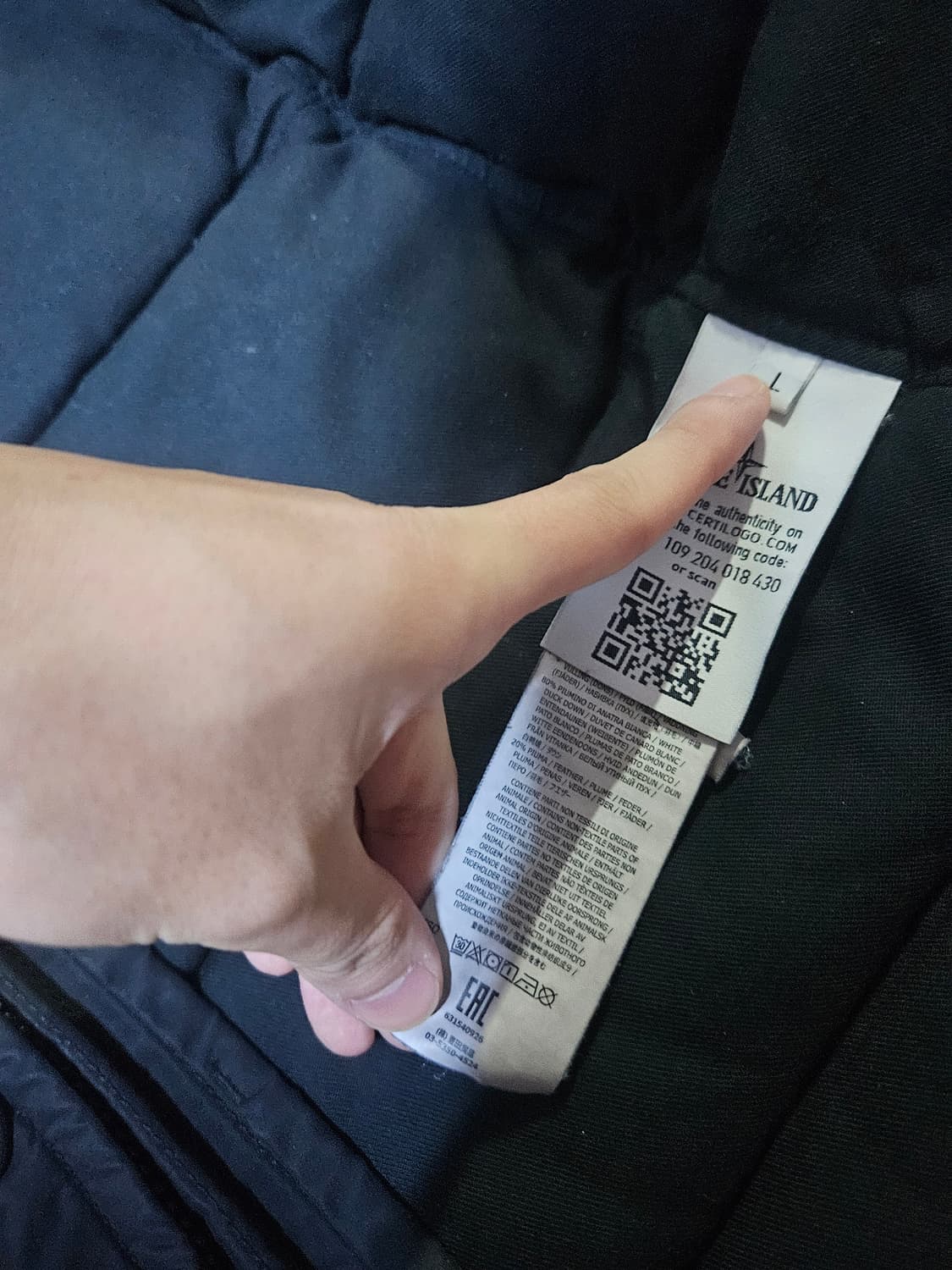 정품) 스톤아일랜드 마이크로랩스 다운 패딩 L사이즈 상품이미지5