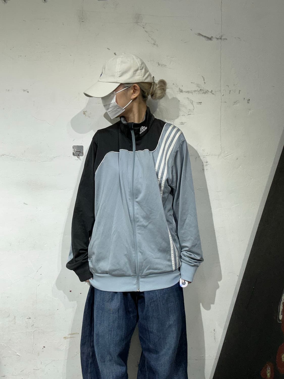 00s 아디다스 블루 블랙 오버핏 화이트 삼선 올드스쿨 트랙탑 져지 L 상품이미지2