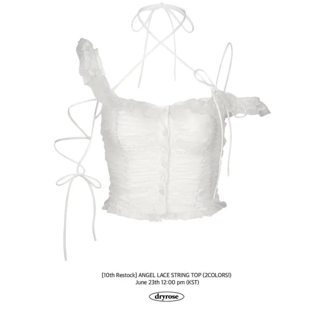 드라이로즈 엔젤 레이스 스트링 탑 화이트 상품이미지2
