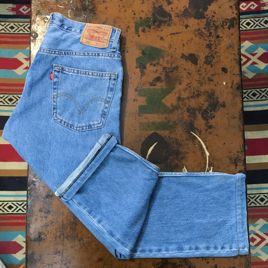 리바이스 505 연청 중청 데님 팬츠 청바지 허리 34 사이즈 상품이미지2