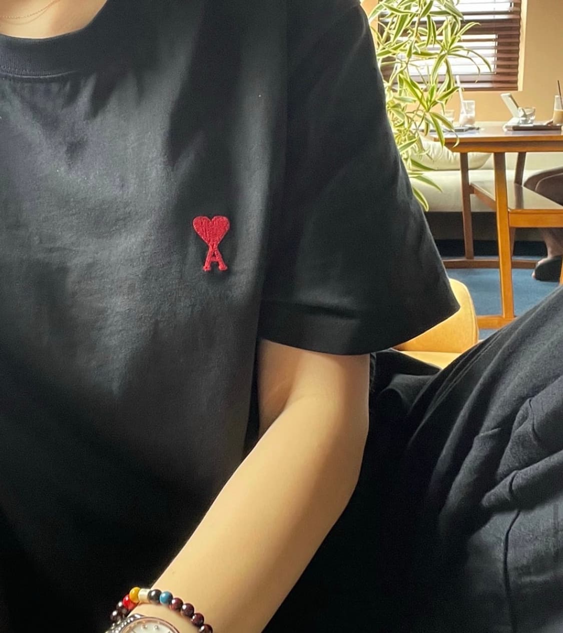 아미 스몰 하트 로고 티셔츠 블랙 L 상품이미지4