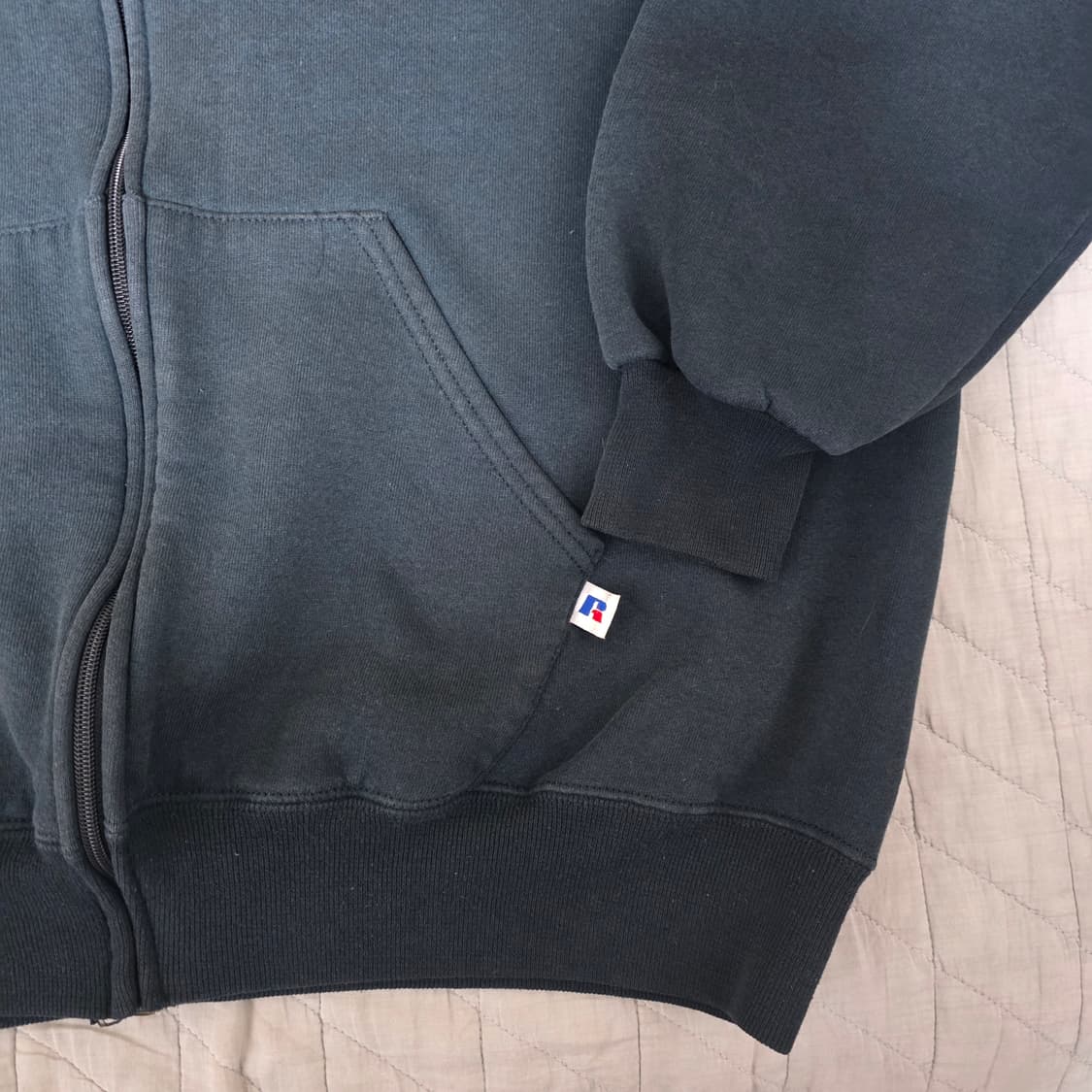 [XL] 90s USA 빈티지 러셀 애슬레틱 후드집업 블랙 하드페이드 상품이미지2