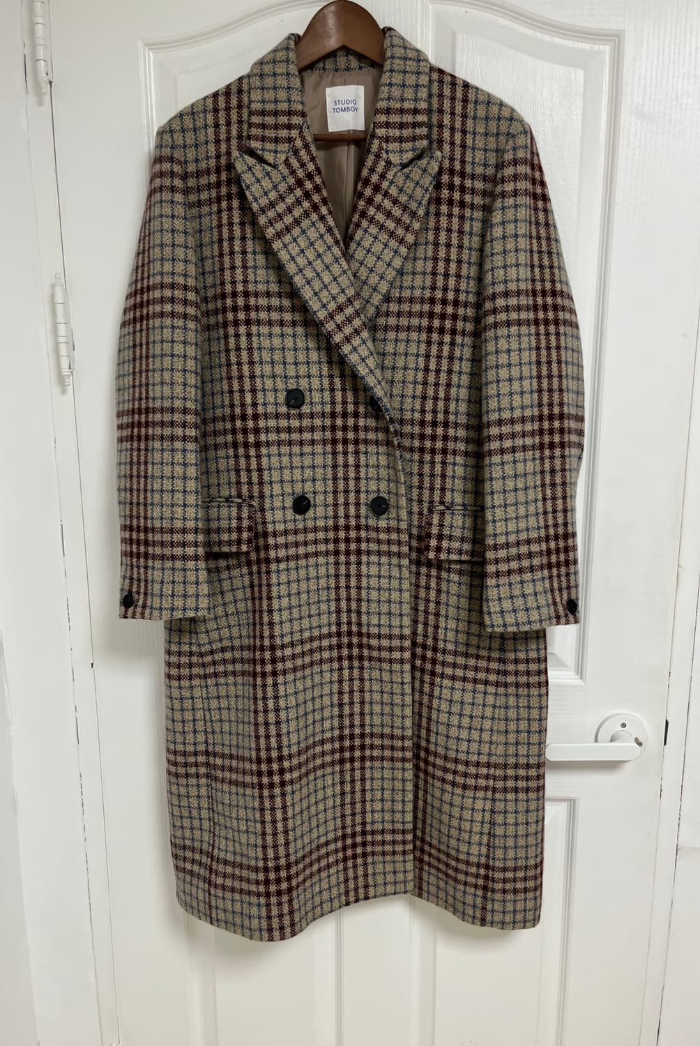 톰보이 테일러드 롱 체크 코트 (오버핏) 상품이미지1