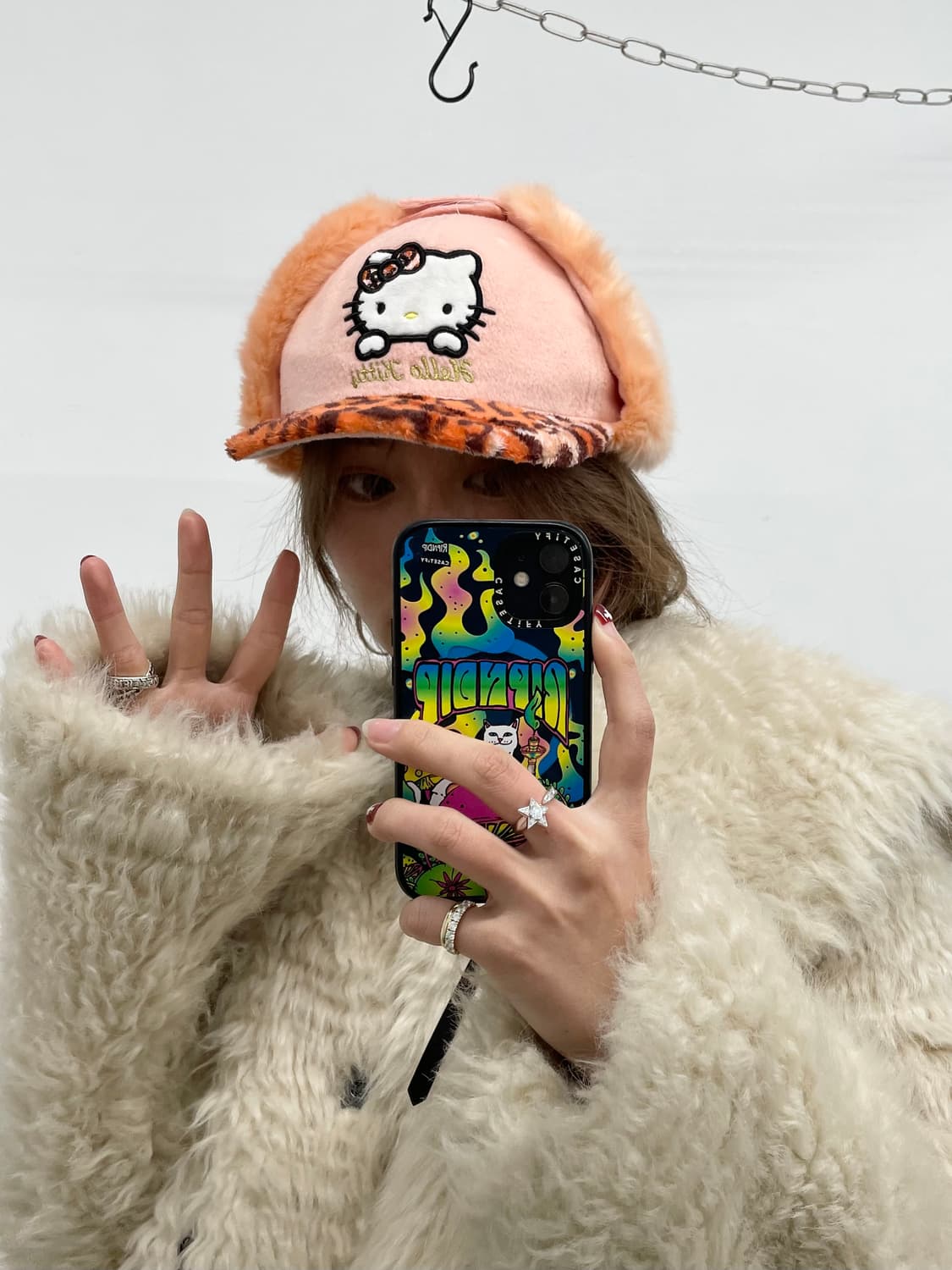 헬로키티 갸루 호피 트루퍼햇 상품이미지1