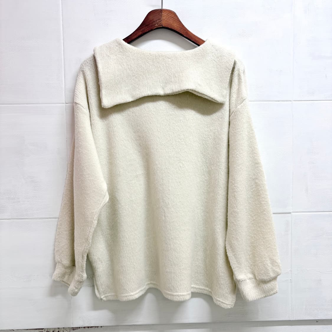 ESSEME 카라넥 니트 아이보리 집업 상품이미지5