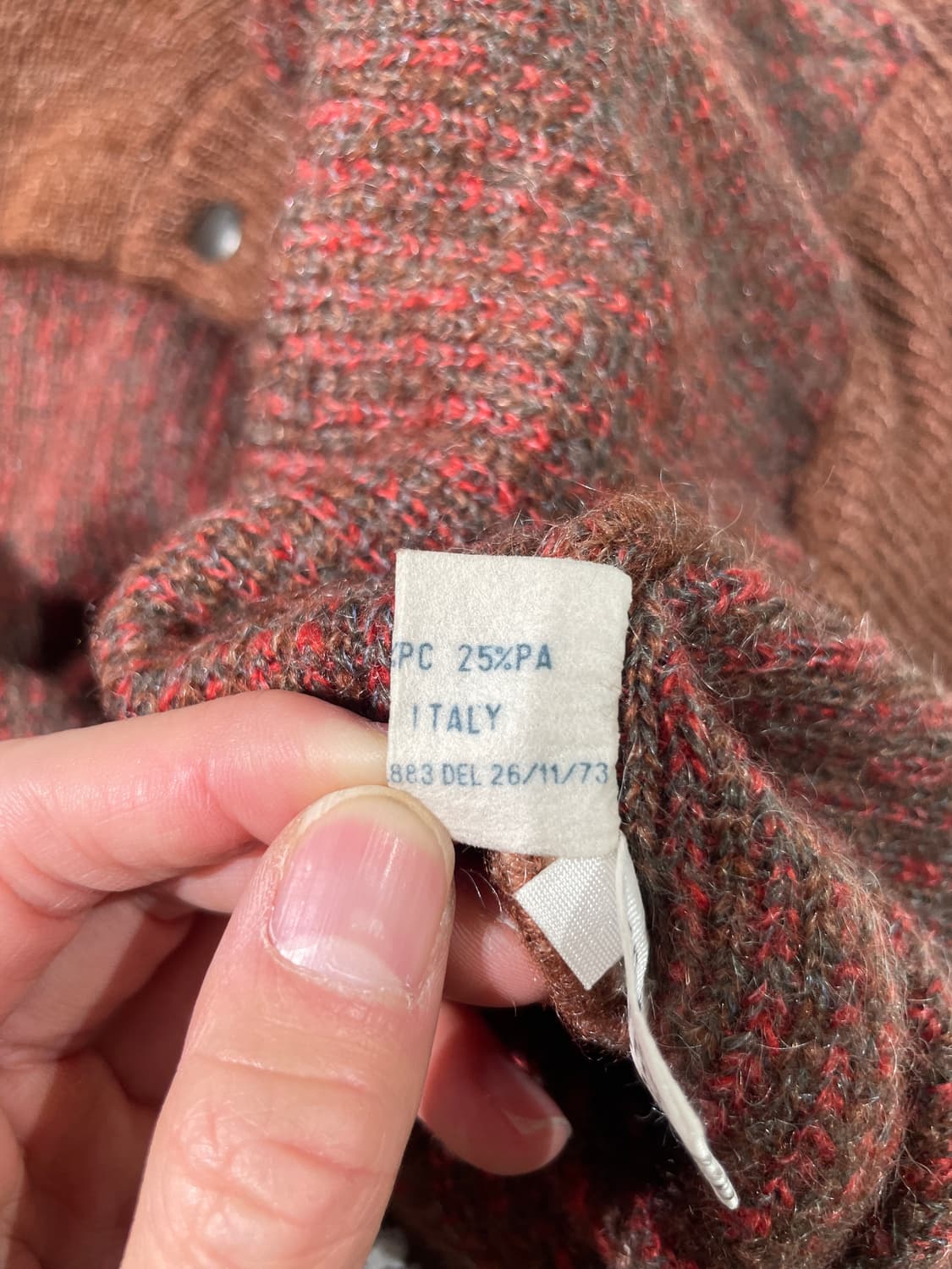빈티지 레드 클레이 레더 패치 체크 울 자켓 상품이미지9
