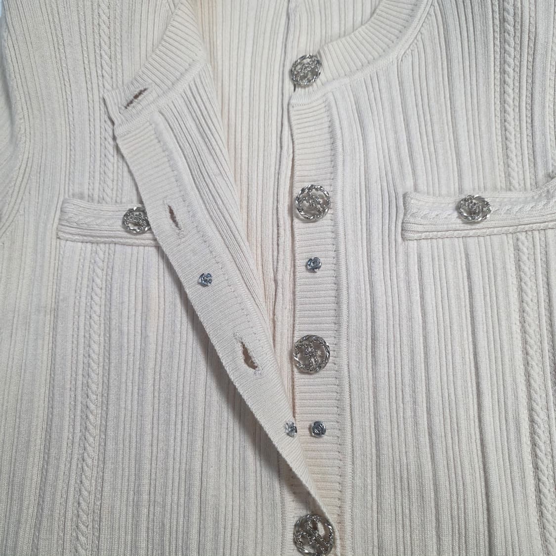 0753 TIME 타임 아이보리 골지 니트 가디건 / 한섬 정품 상품이미지4