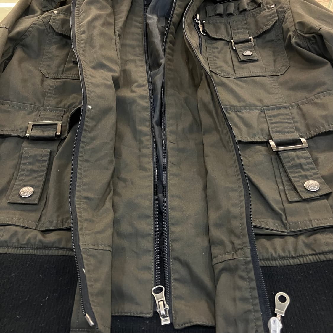 JPN VTG 카키 펑크 지퍼 디테일 자켓 L 상품이미지4