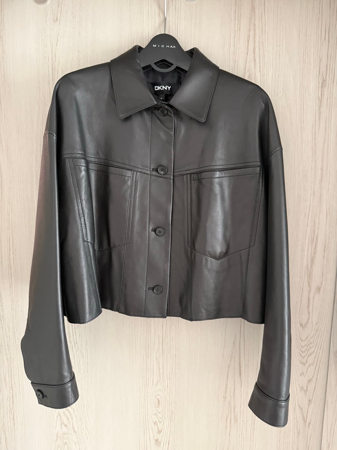 DKNY 블랙 램스킨 셔츠자켓 xs (44-55) 미사용 새제품 상품이미지1