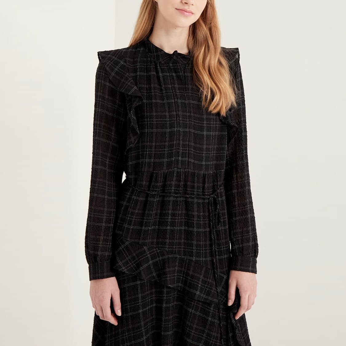 SJSJ 체크 러플 원피스 44-55 상품이미지2