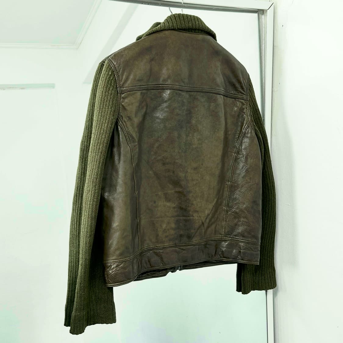 DKNY 하이넥 니트암 양가죽 자켓 상품이미지6