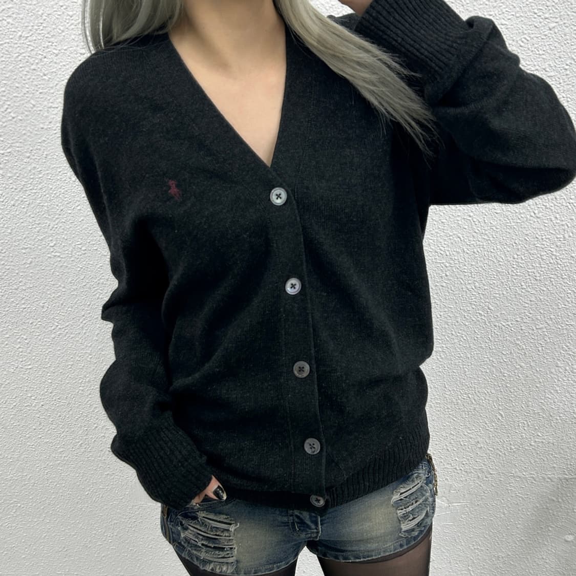 폴로 랄프로렌 버건디포니 차콜 가디건 100 상품이미지1
