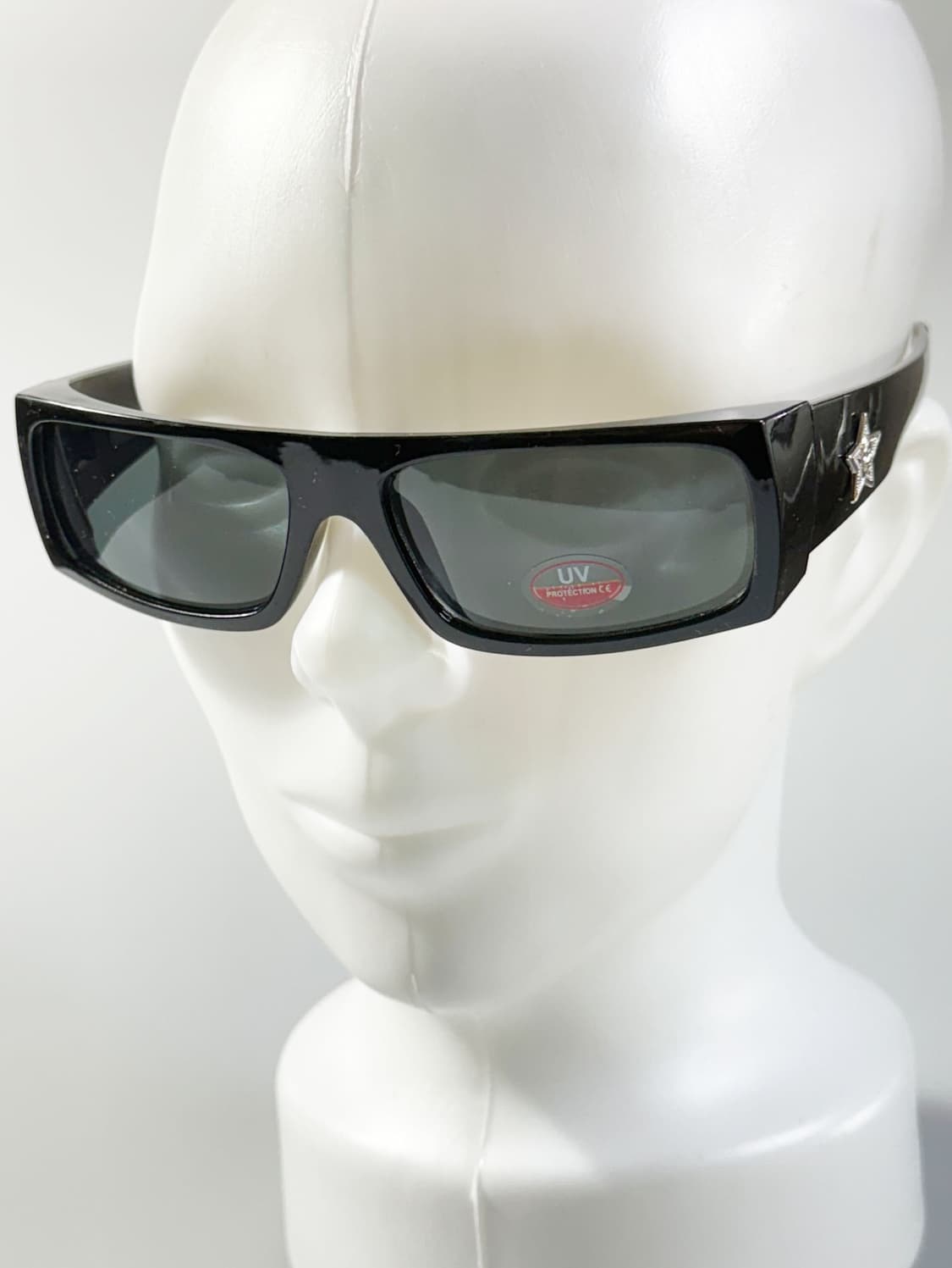 90s 블랙 스퀘어 실버스타 엠블럼 빈티지 선글라스 상품이미지9