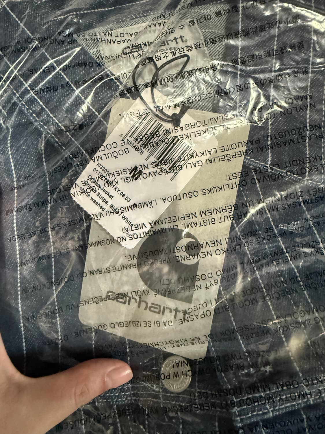 M사이즈 칼하트WIP 올리언 오를레앙 자켓 블루 화이트 상품이미지2