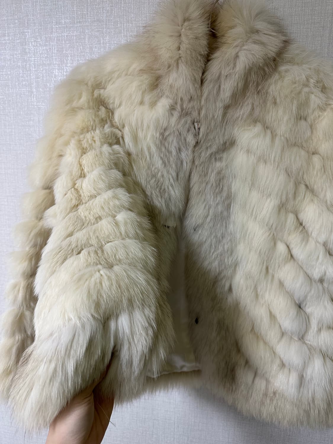 사가폭스 화이트브라운 믹스 더플코트퍼자켓 상품이미지2