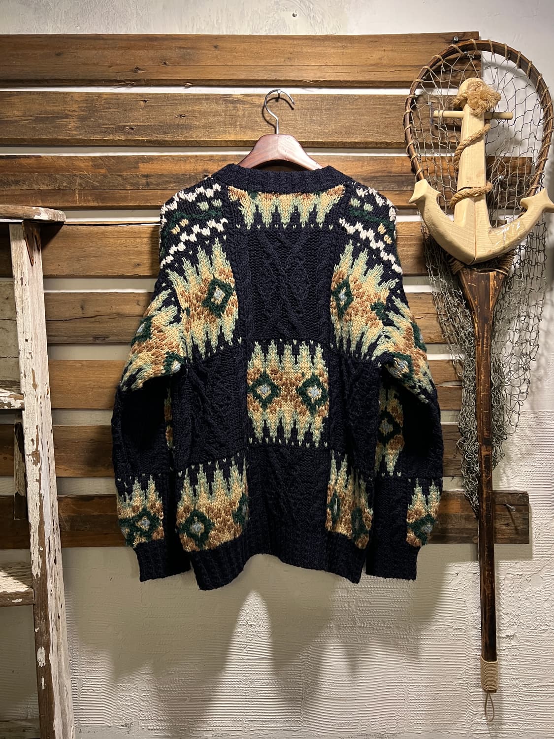 [M]90's JPN 빈티지 말라드덕 네이티브 패턴 울 니트 상품이미지6