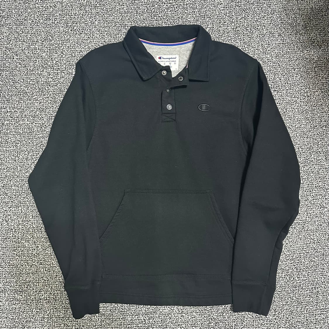 (M추천) 챔피온 블랙 포켓 카라 맨투맨티 상품이미지1