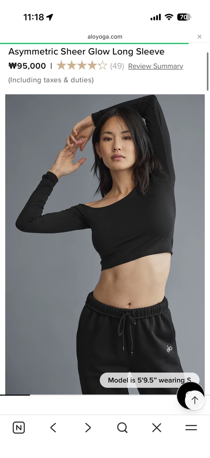 알로 Asymmetric Sheer Glow Long Sleeve  상품이미지3