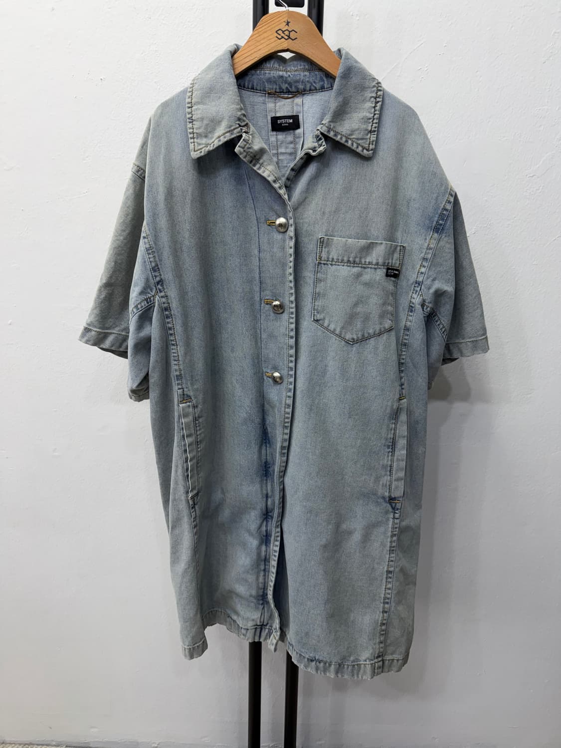 정품) 시스템 한섬 23ss 오버핏 워싱 데님 셔츠 자켓 82 상품이미지1