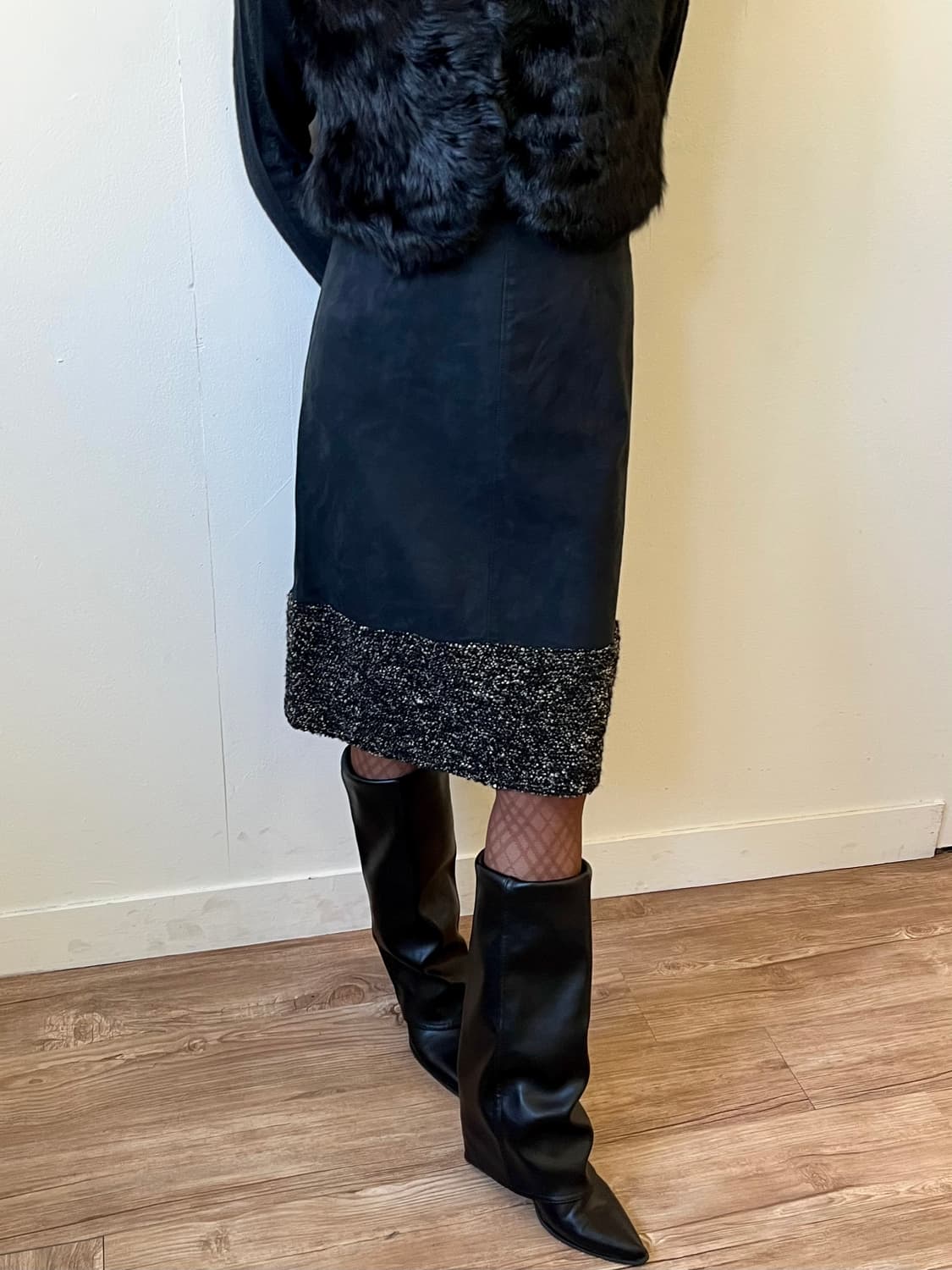 mila schon 블랙 벨벳 스커트 상품이미지4