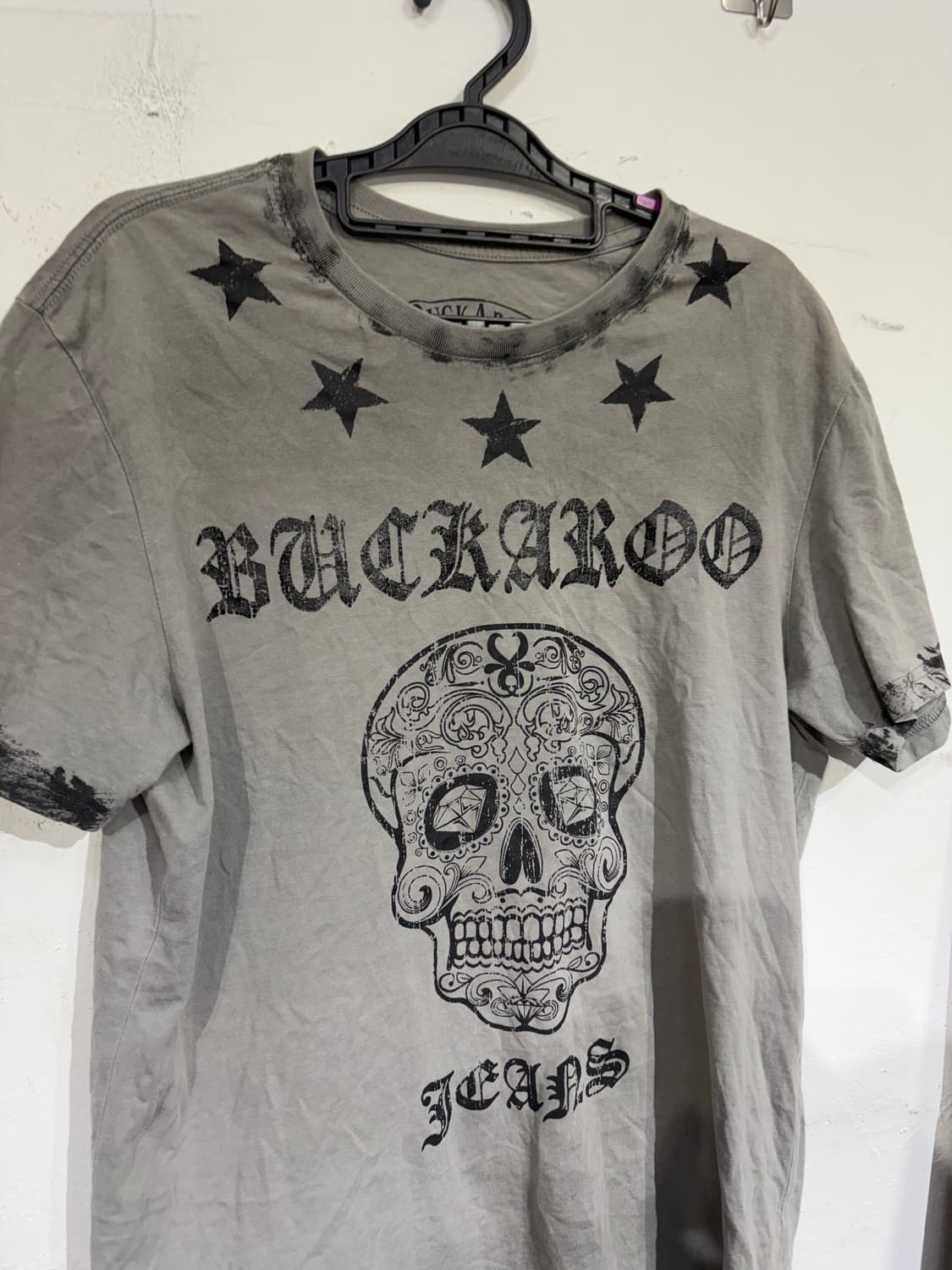버커루 해골 프린팅 락 펑크 그래픽 반팔 티셔츠 L 상품이미지6