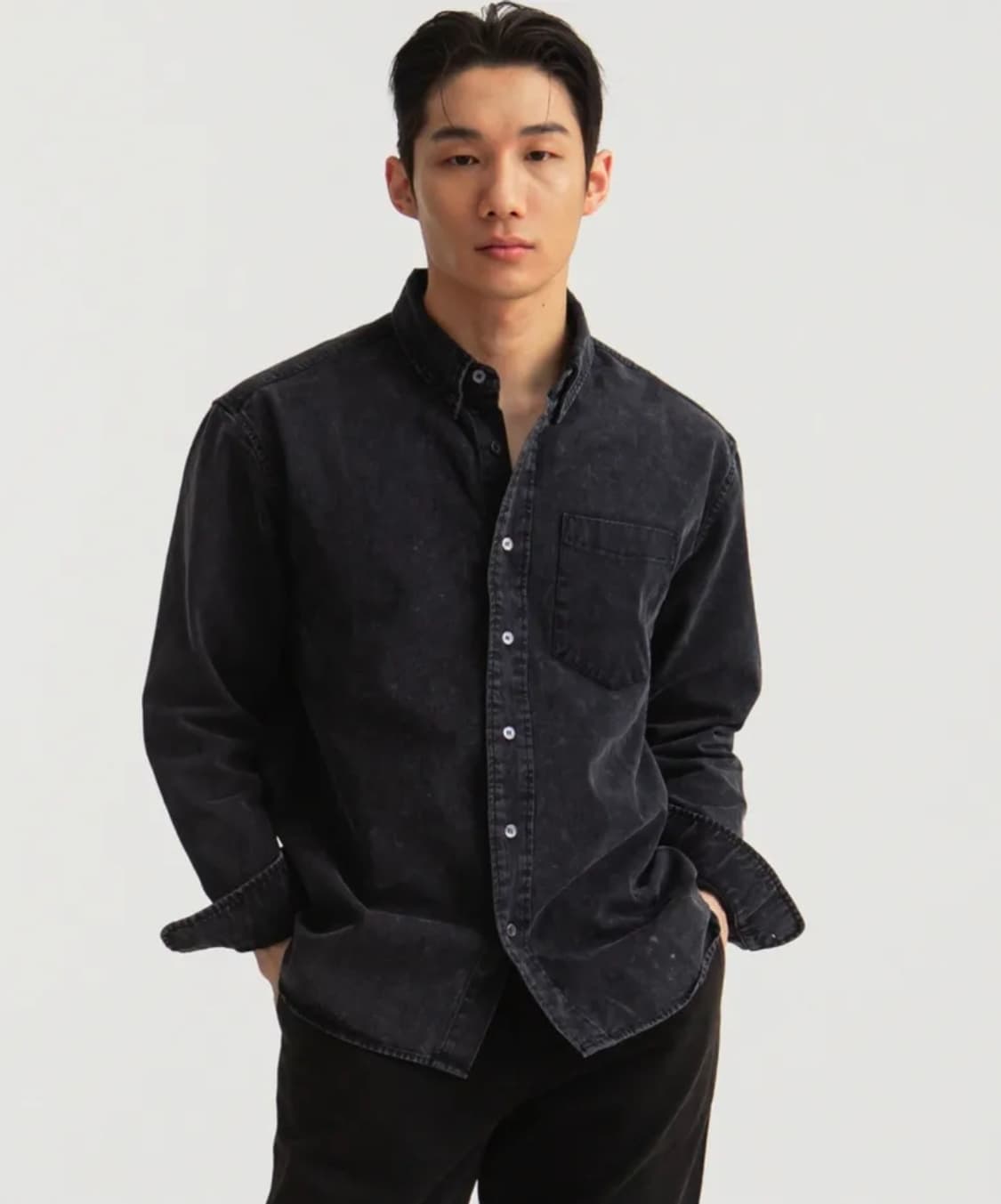 헤이스트 페이디드 헤비 코튼 셔츠 다크그레이 2 상품이미지1