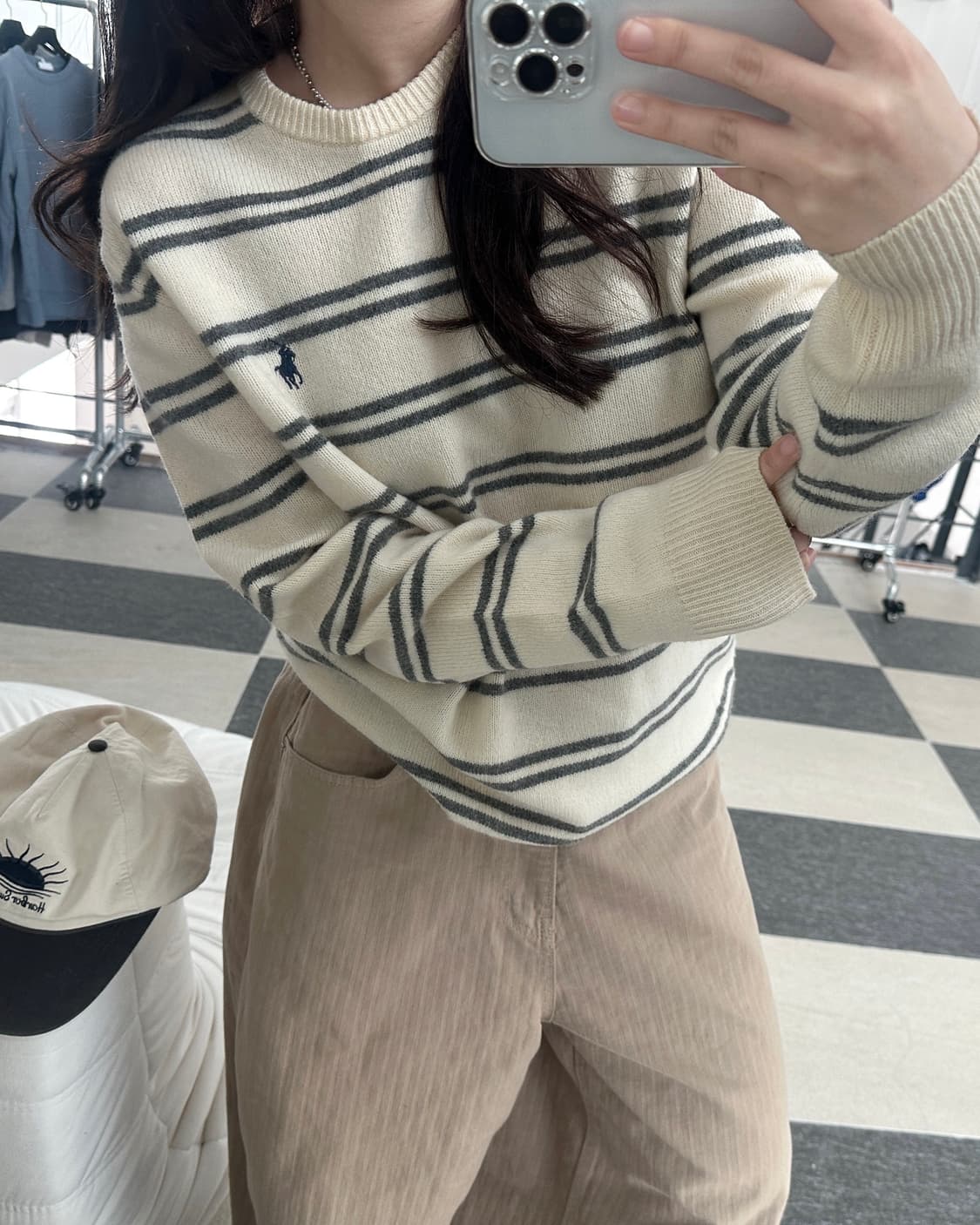 폴로 랄프로렌 아이보리 스트라이프 울 니트 상품이미지2