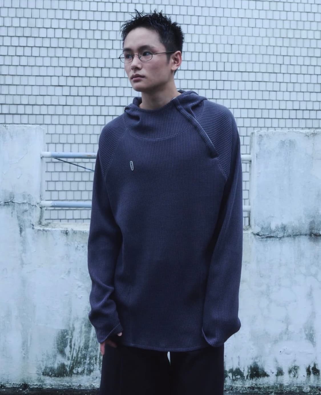 할로미늄 오버사이즈드 와플 후디 후티 다크그레이 상품이미지2