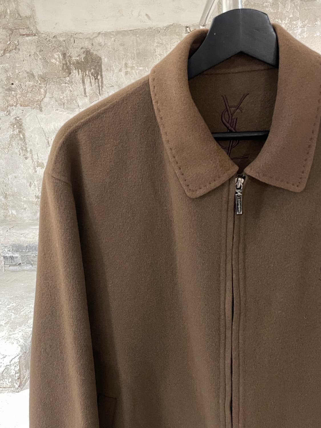 이브 생로랑 뿌르 옴므 브라운 핸드 메이드 울 집업 자켓 상품이미지2