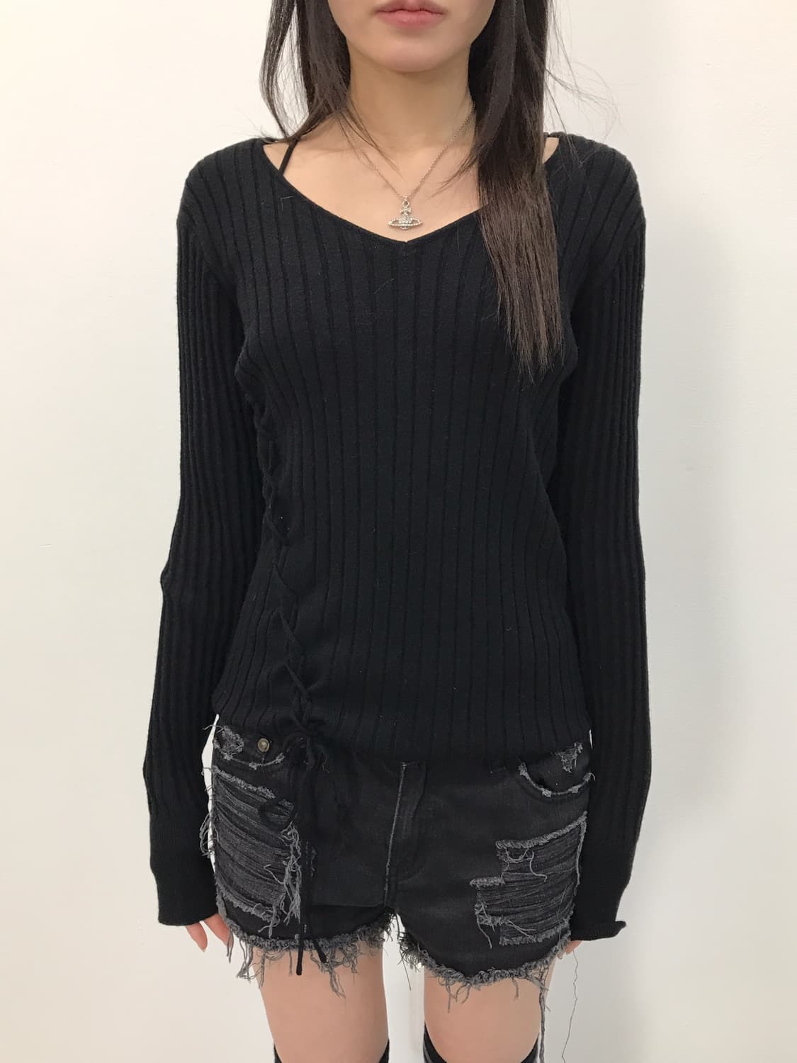 Shinnosuke Ribbed Black Long Sleeve 상품이미지3