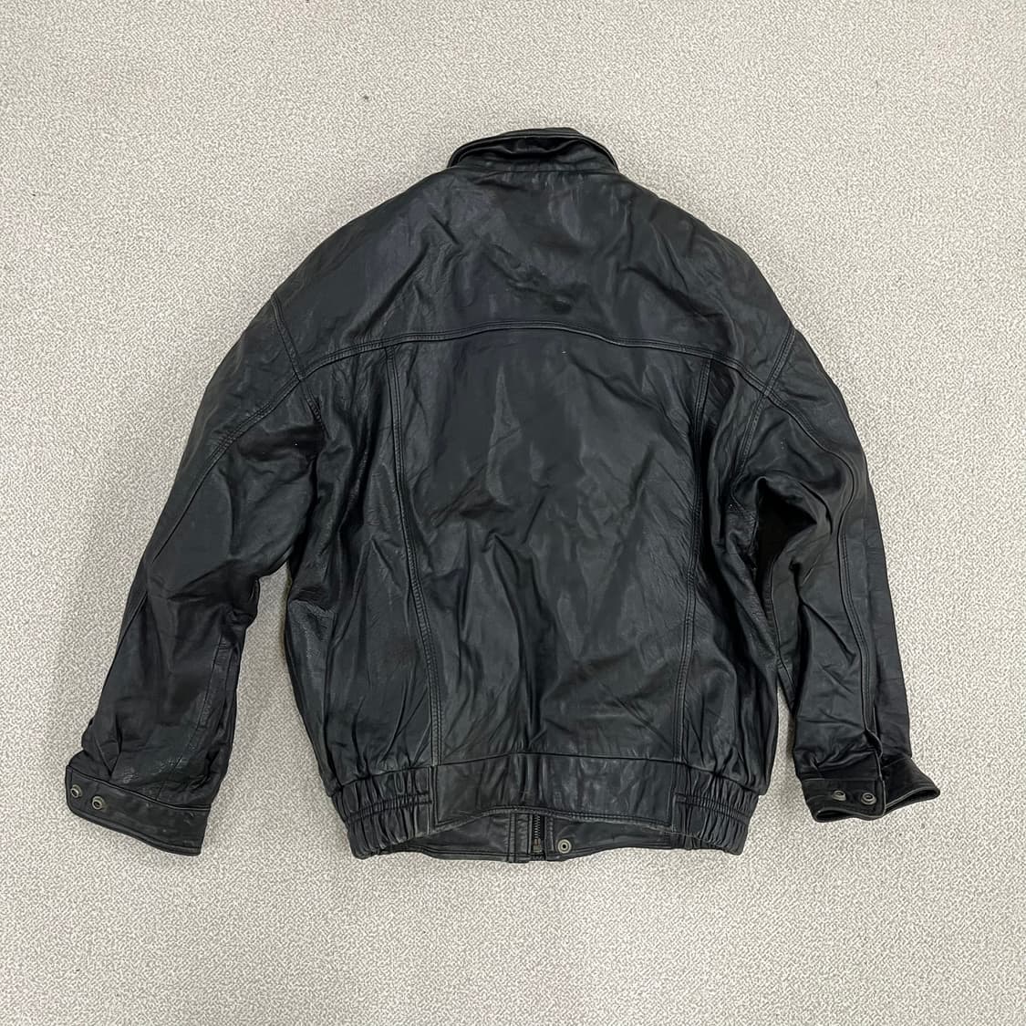 [95] WISSEN 빈티지 블랙 레더 봄버 라이더 자켓 0106M1 상품이미지6