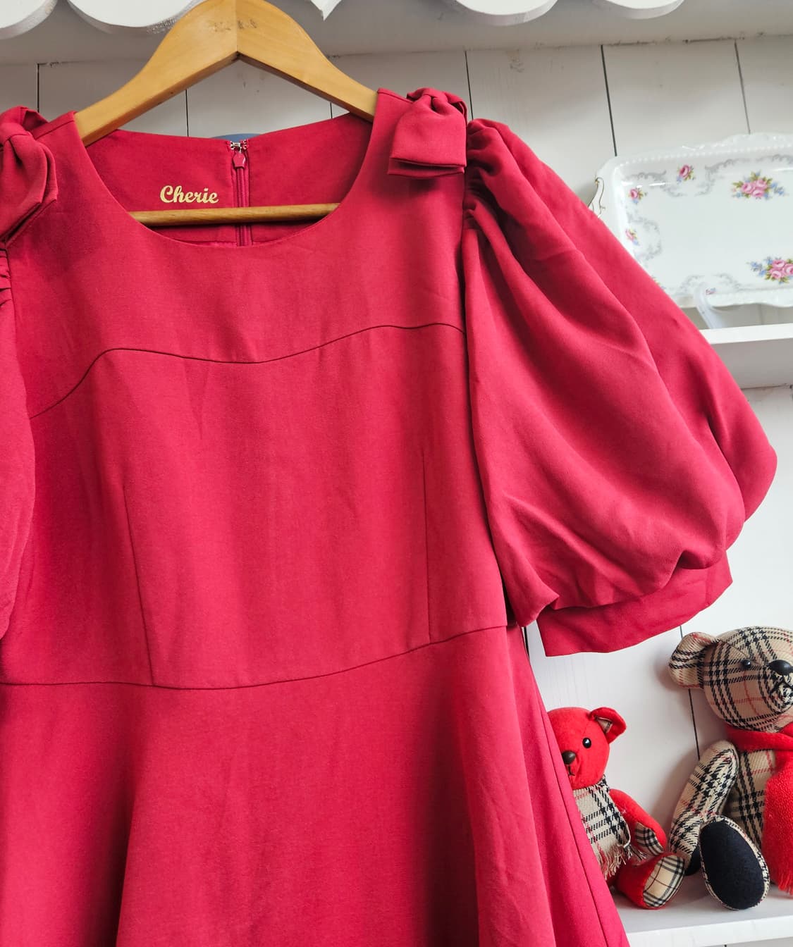 Honey Bunch 체리 리본 퍼프 원피스 상품이미지3