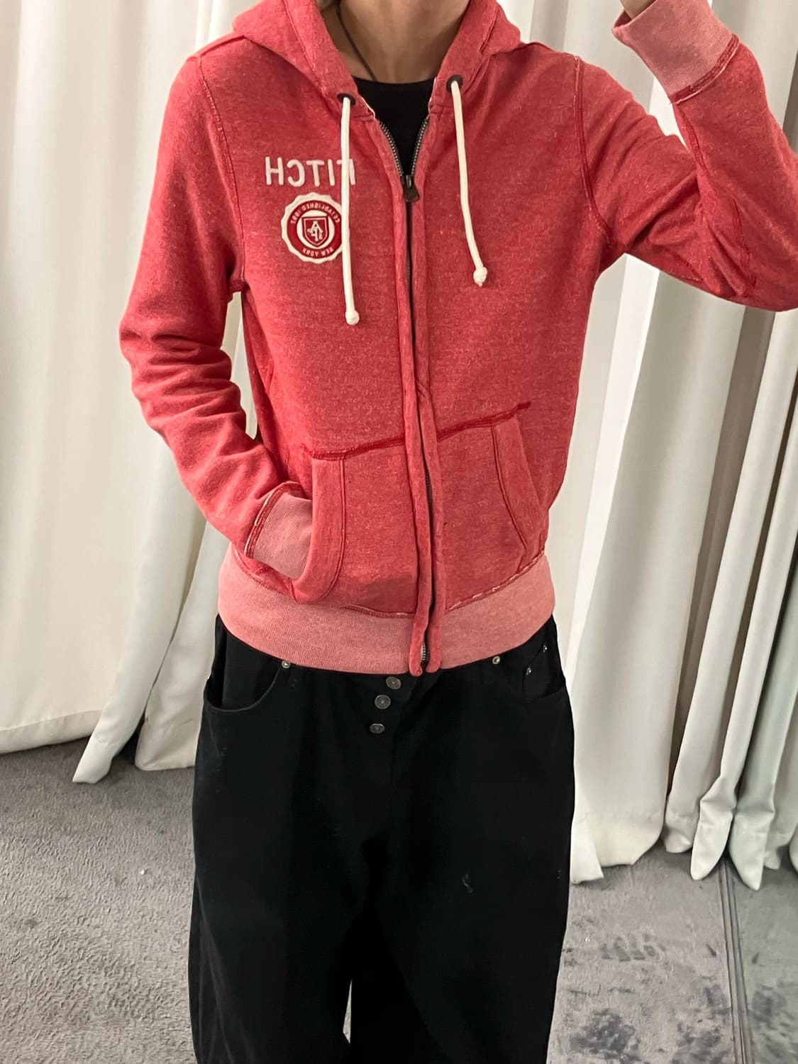 아베크롬비 레드 후드집업 S 상품이미지5