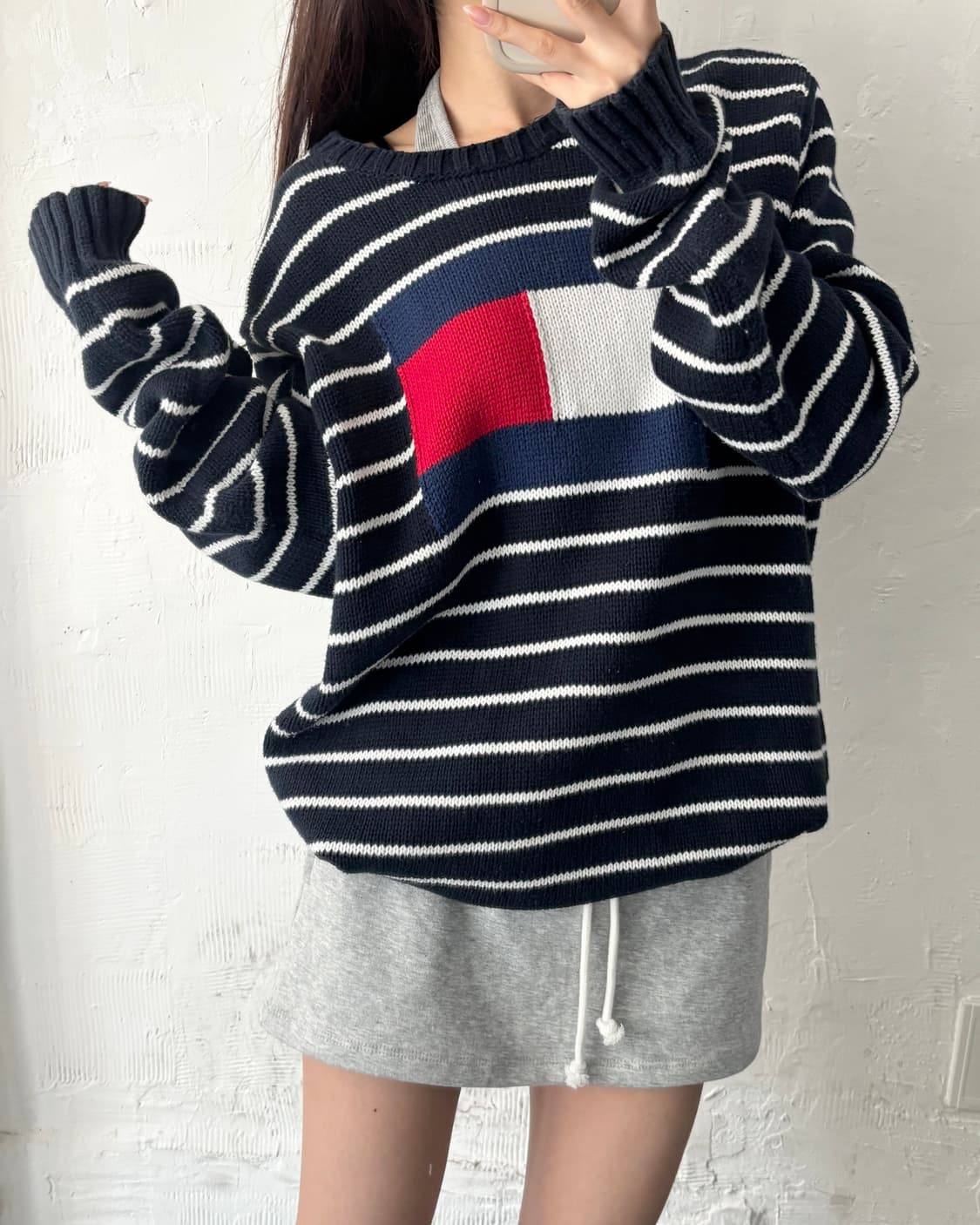 Tommy Hilfiger 타미힐피거 빅플래그로고 단가라 니트 상품이미지2