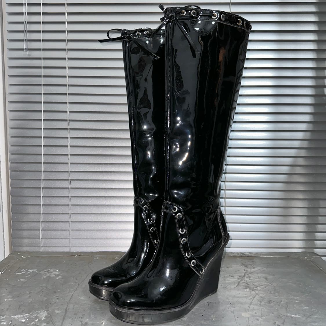 00s 빈티지 마이클 코어스 코셋 리본 웨지 롱 부츠 상품이미지2