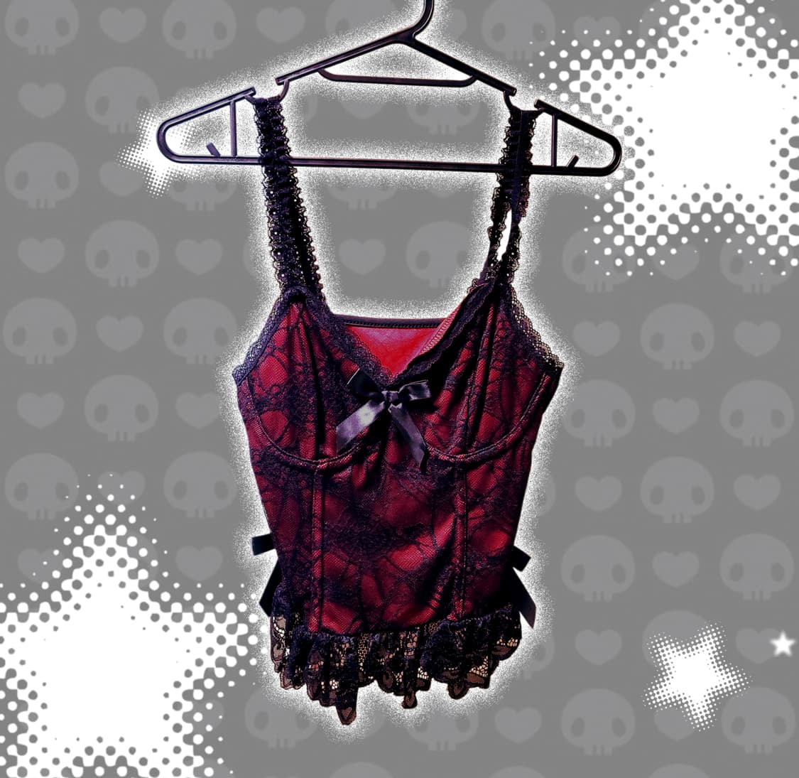 펑크키치갸루y2k고딕고스 거미줄 슬립 슬리브리스 캐미솔 레이스 나시 상품이미지1