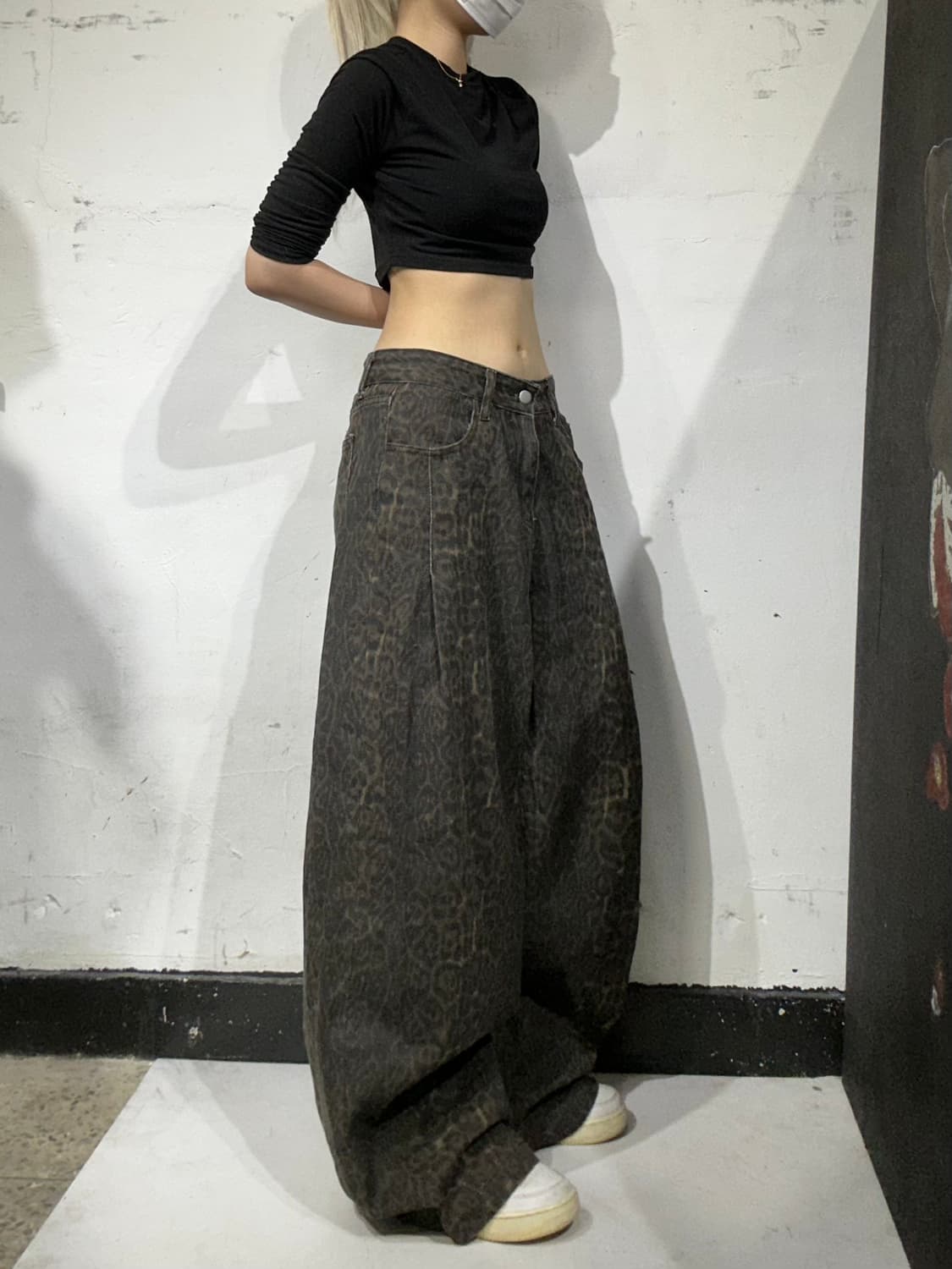 빈티지 레오파드 호피 와이드 벌룬 팬츠 XL 상품이미지1