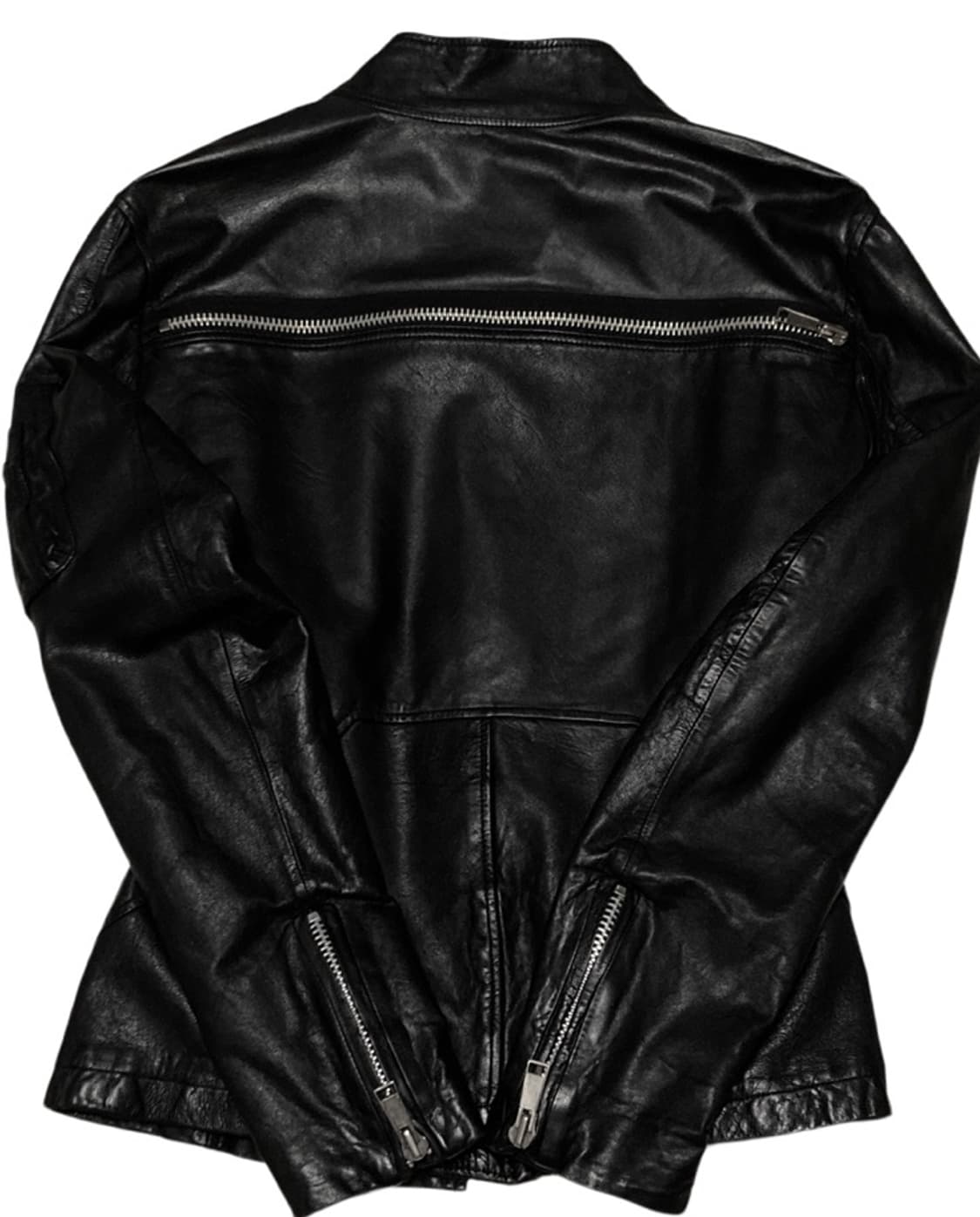 릭오웬스맛 양가죽 하이넥 사선 자켓 블랙 상품이미지4