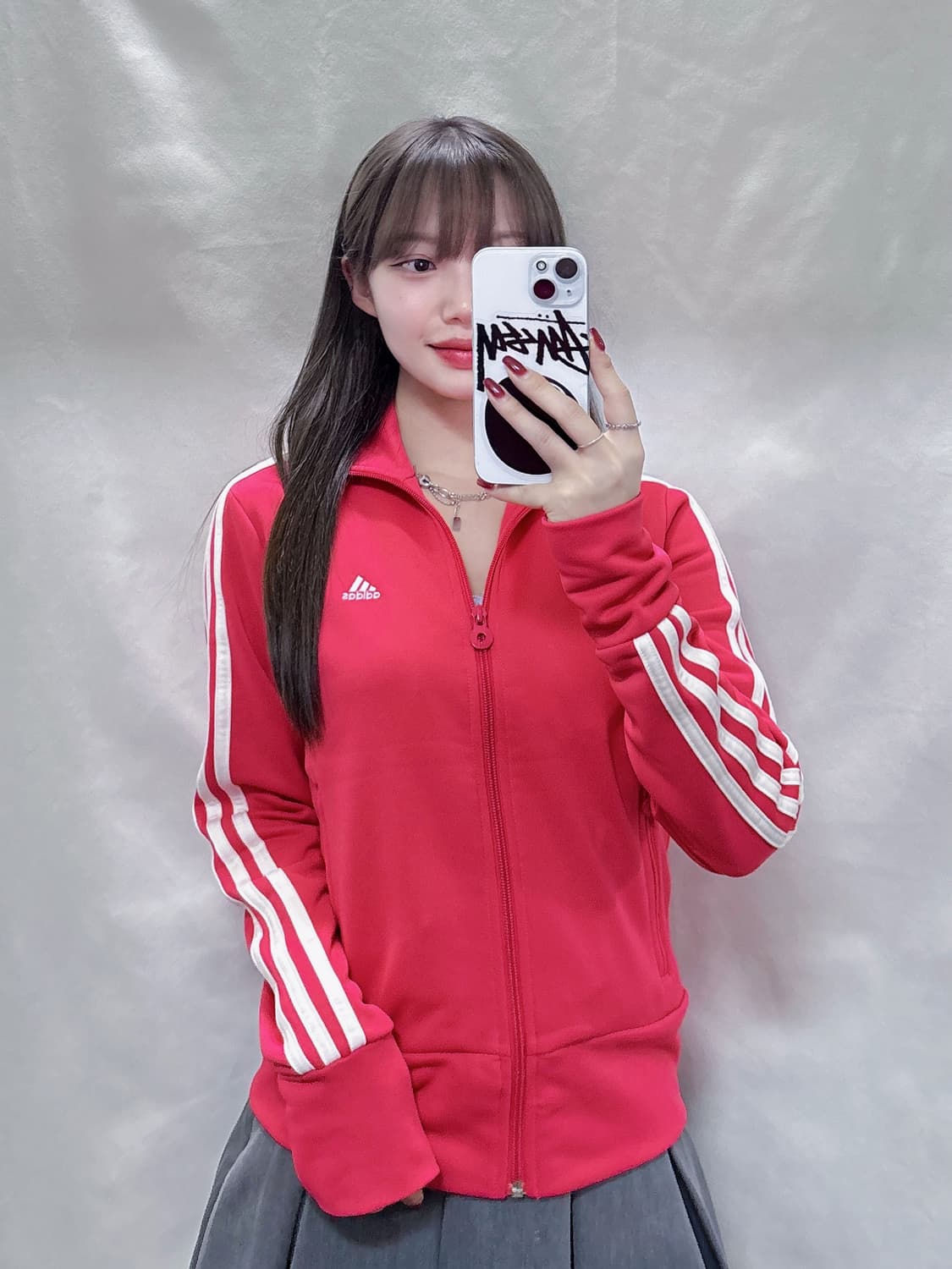 아디다스 딱붙핏 삼선 핑크 트랙탑  상품이미지1