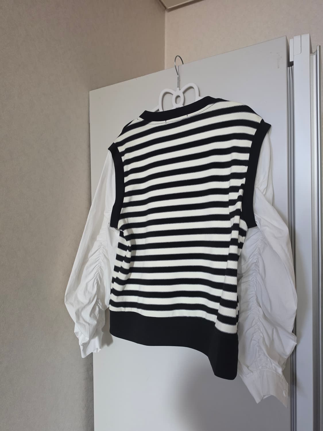 샤틴 단가라 니트 셔츠 레이어드 블라우스 상품이미지5