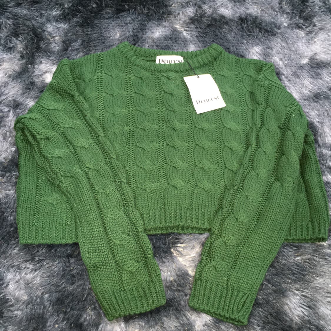 투티/0324 DEAREST 크롭 숏 니트 스웨터 꽈배기 그린 새상품 상품이미지3